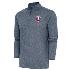 Minnesota Twins Antigua Hunk Quarter-Zip Pullover Top - Heather Navy Pullover