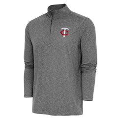 Minnesota Twins Antigua Hunk Quarter-Zip Pullover Top - Heather Black Pullover