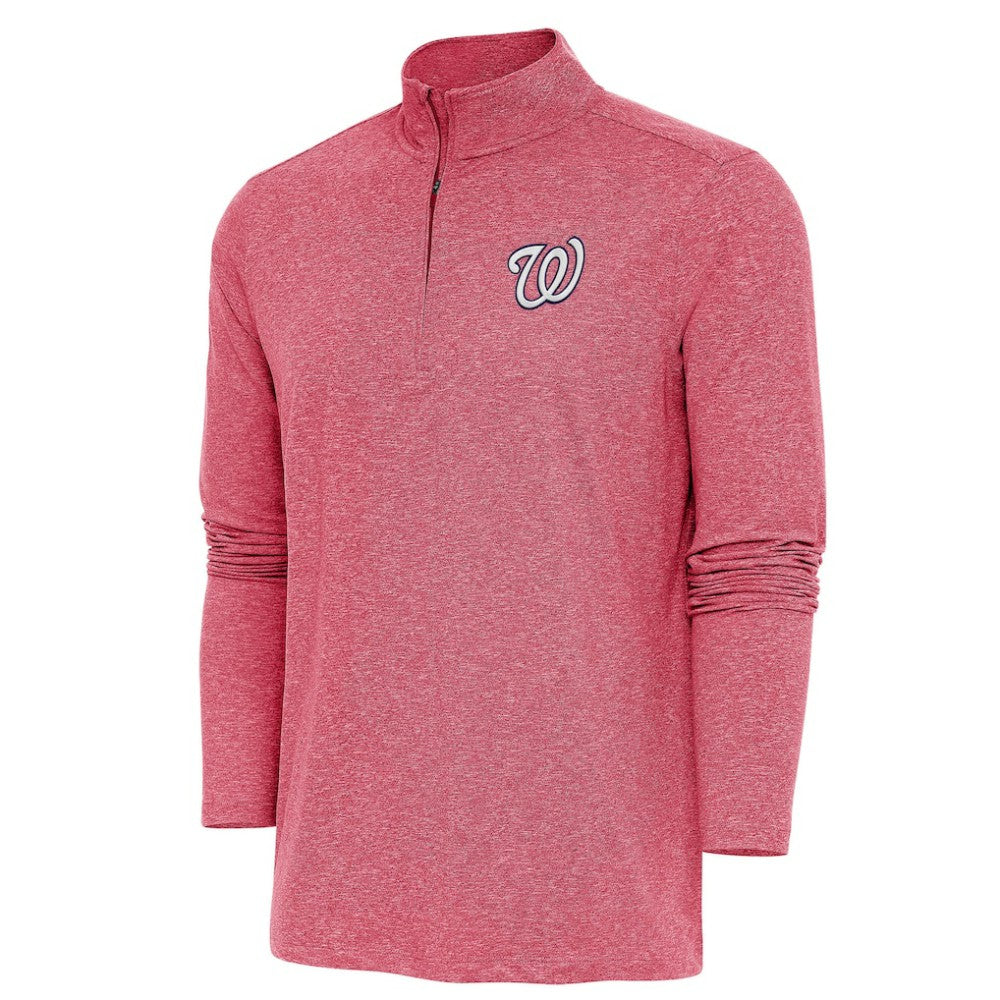 Washington Nationals Antigua Hunk Quarter-Zip Pullover Top - Heather Red Pullover