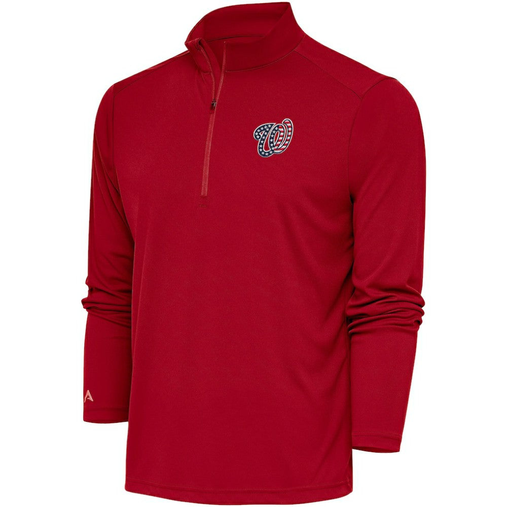Washington Nationals Antigua Patriotic Tribute Quarter-Zip Pullover Top - Red Pullover
