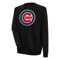 Chicago Cubs Antigua Victory Crewneck Chenille Pullover Sweatshirt - Black Pullover