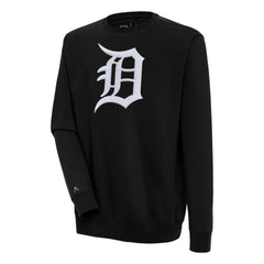 Detroit Tigers Antigua Victory Crewneck Chenille Pullover Sweatshirt - Black Pullover
