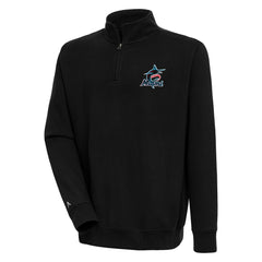 Miami Marlins Antigua Victory Quarter-Zip Pullover Top - Black Pullover