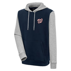 Washington Nationals Antigua Victory Pullover Hoodie - Navy/Heather Gray Hoodies