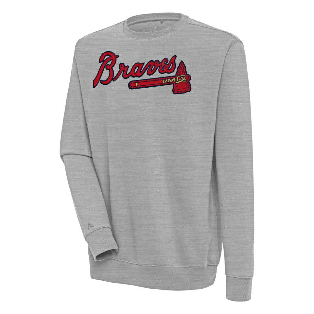 Atlanta Braves Antigua Victory Pullover Sweatshirt - Heather Gray Pullover