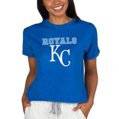 Kansas City Royals Concepts Sport Women's Tri-Blend Mainstream Terry Short Sleeve Sweatshirt Top - Royal Sweatshirts