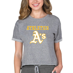Athletics Concepts Sport Women's Tri-Blend Mainstream Terry Short Sleeve Sweatshirt Top - Gray Sweatshirts