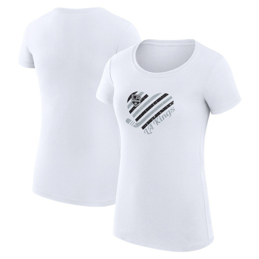 Los Angeles Kings G-III 4Her by Carl Banks Women's Super-Slim Fit Lightweight Heart T-Shirt - White | US 200446391