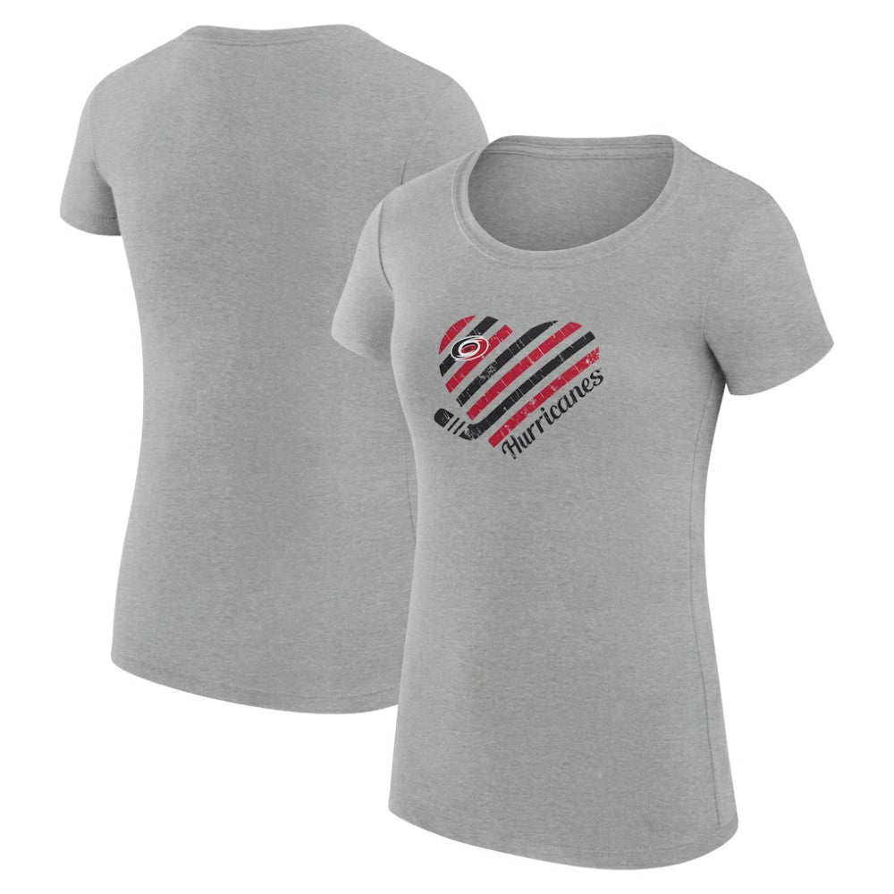 Carolina Hurricanes G-III 4Her by Carl Banks Women's Super-Slim Fit Lightweight Heart T-Shirt - Heather Gray | US 200446427