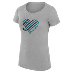 San Jose Sharks G-III 4Her by Carl Banks Women's Super-Slim Fit Lightweight Heart T-Shirt - Heather Gray | US 200446446