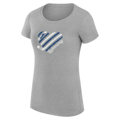 Tampa Bay Lightning G-III 4Her by Carl Banks Women's Super-Slim Fit Lightweight Heart T-Shirt - Heather Gray | US 200446449