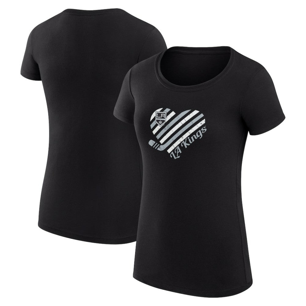 Los Angeles Kings G-III 4Her by Carl Banks Women's Super-Slim Fit Lightweight Heart T-Shirt - Black | US 200446462
