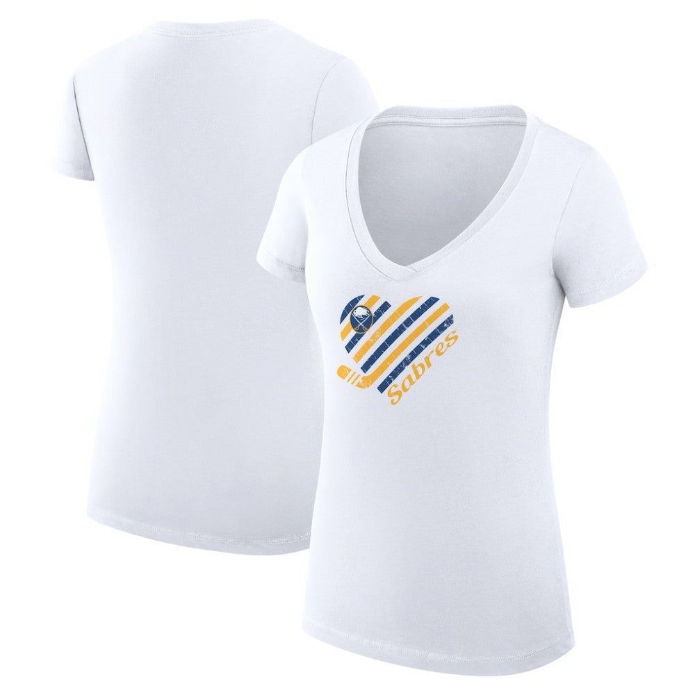 Buffalo Sabres G-III 4Her by Carl Banks Women's Super-Slim Fit Lightweight Heart V-Neck T-Shirt - White | US 200446559