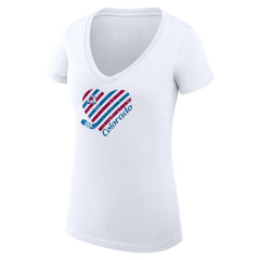 Colorado Avalanche G-III 4Her by Carl Banks Women's Super-Slim Fit Lightweight Heart V-Neck T-Shirt - White | US 200446563