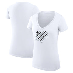Los Angeles Kings G-III 4Her by Carl Banks Women's Super-Slim Fit Lightweight Heart V-Neck T-Shirt - White | US 200446569