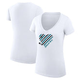San Jose Sharks G-III 4Her by Carl Banks Women's Super-Slim Fit Lightweight Heart V-Neck T-Shirt - White | US 200446580