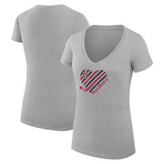 Florida Panthers G-III 4Her by Carl Banks Women's Super-Slim Fit Lightweight Heart V-Neck T-Shirt - Heather Gray | US 200446600