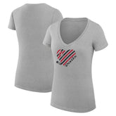 New Jersey Devils G-III 4Her by Carl Banks Women's Super-Slim Fit Lightweight Heart V-Neck T-Shirt - Heather Gray | US 200446605
