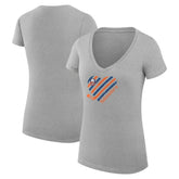 New York Islanders G-III 4Her by Carl Banks Women's Super-Slim Fit Lightweight Heart V-Neck T-Shirt - Heather Gray | US 200446606