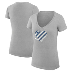 Tampa Bay Lightning G-III 4Her by Carl Banks Women's Super-Slim Fit Lightweight Heart V-Neck T-Shirt - Heather Gray | US 200446615