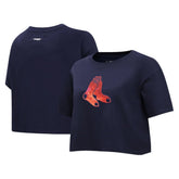 Boston Red Sox Pro Standard Women's Painted Sky Boxy Cropped T-Shirt - Navy T-shirts