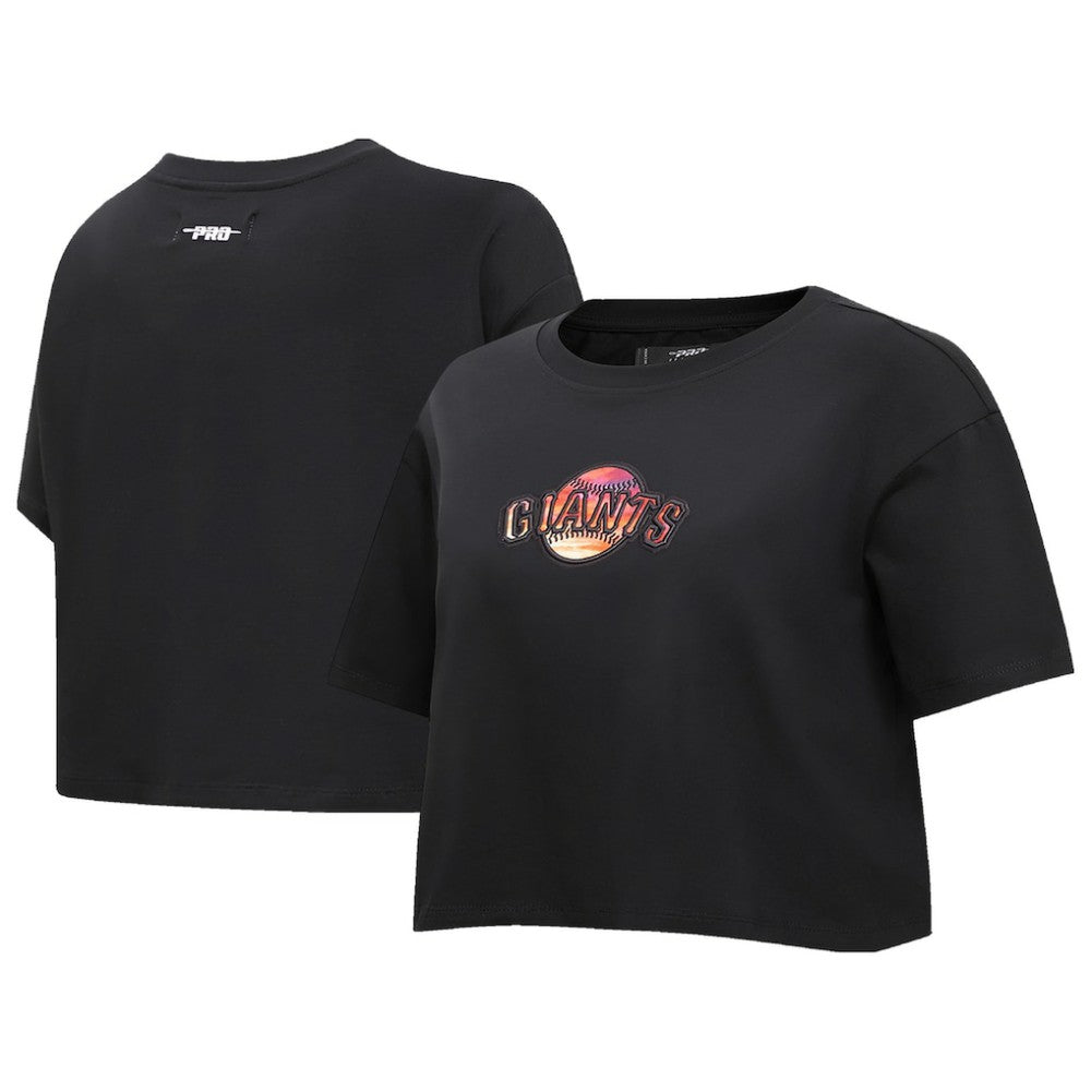 San Francisco Giants Pro Standard Women's Painted Sky Boxy Cropped T-Shirt - Black T-shirts