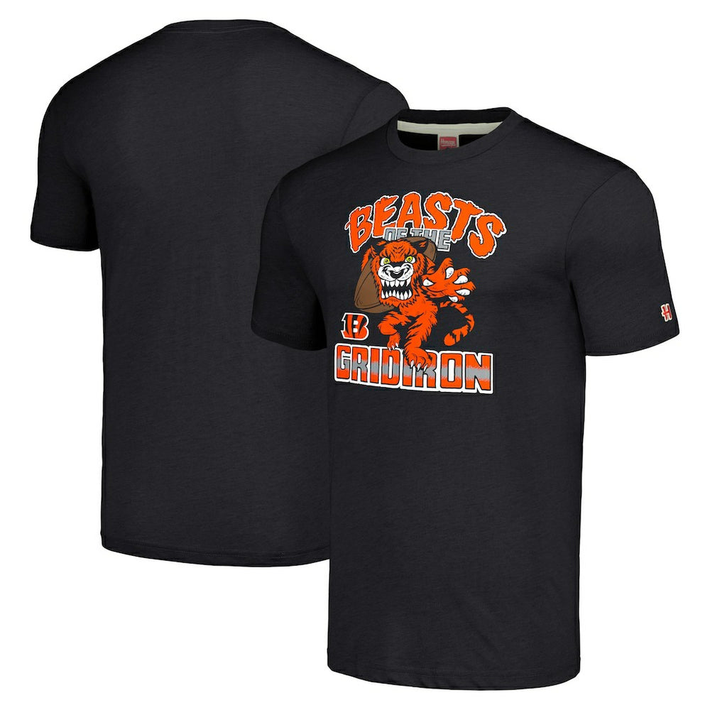 Cincinnati Bengals Homage Unisex Monsters of the Gridiron Halloween Tri-Blend T-Shirt - Charcoal T-shirts