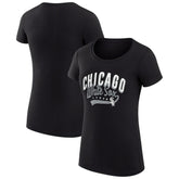 Chicago White Sox G-III 4Her by Carl Banks Women's Super-Slim Fit Lightweight Filigree Team T-Shirt - Black T-shirts