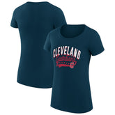 Cleveland Guardians G-III 4Her by Carl Banks Women's Super-Slim Fit Lightweight Filigree Team T-Shirt - Navy T-shirts