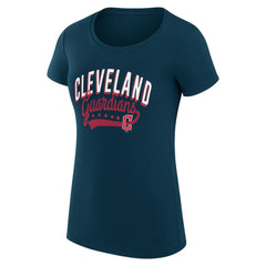 Cleveland Guardians G-III 4Her by Carl Banks Women's Super-Slim Fit Lightweight Filigree Team T-Shirt - Navy T-shirts