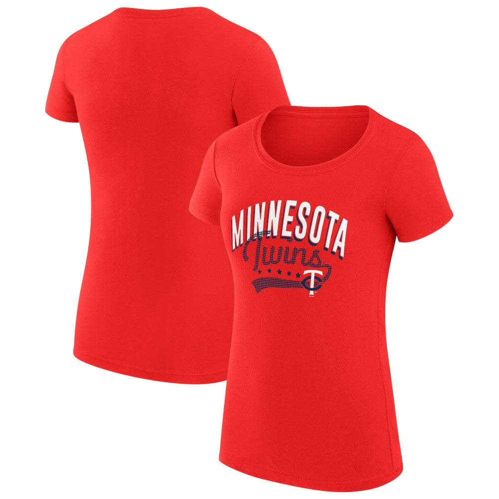 Minnesota Twins G-III 4Her by Carl Banks Women's Super-Slim Fit Lightweight Filigree Team T-Shirt - Red T-shirts