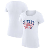 Chicago Cubs G-III 4Her by Carl Banks Women's Super-Slim Fit Lightweight Filigree Team T-Shirt - White T-shirts