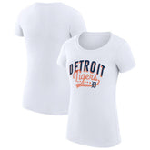 Detroit Tigers G-III 4Her by Carl Banks Women's Super-Slim Fit Lightweight Filigree Team T-Shirt - White T-shirts