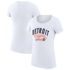 Detroit Tigers G-III 4Her by Carl Banks Women's Super-Slim Fit Lightweight Filigree Team T-Shirt - White T-shirts