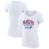 Philadelphia Phillies G-III 4Her by Carl Banks Women's Super-Slim Fit Lightweight Filigree Team T-Shirt - White T-shirts