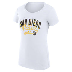 San Diego Padres G-III 4Her by Carl Banks Women's Super-Slim Fit Lightweight Filigree Team T-Shirt - White T-shirts