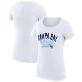 Tampa Bay Rays G-III 4Her by Carl Banks Women's Super-Slim Fit Lightweight Filigree Team T-Shirt - White T-shirts