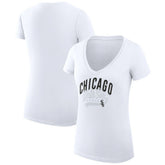 Chicago White Sox G-III 4Her by Carl Banks Women's Super-Slim Fit Lightweight Filigree Team V-Neck T-Shirt - White T-shirts