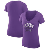 Colorado Rockies G-III 4Her by Carl Banks Women's Super-Slim Fit Lightweight Filigree Team V-Neck T-Shirt - Purple T-shirts