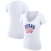 Texas Rangers G-III 4Her by Carl Banks Women's Super-Slim Fit Lightweight Filigree Team V-Neck T-Shirt - White T-shirts