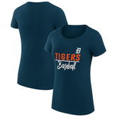 Detroit Tigers G-III 4Her by Carl Banks Women's Super-Slim Fit Lightweight Team Graphic T-Shirt - Navy T-shirts