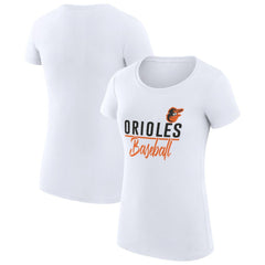 Baltimore Orioles G-III 4Her by Carl Banks Women's Super-Slim Fit Lightweight Team Graphic T-Shirt - White T-shirts