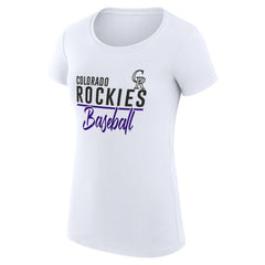 Colorado Rockies G-III 4Her by Carl Banks Women's Super-Slim Fit Lightweight Team Graphic T-Shirt - White T-shirts