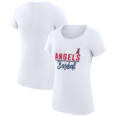Los Angeles Angels G-III 4Her by Carl Banks Women's Super-Slim Fit Lightweight Team Graphic T-Shirt - White T-shirts