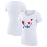 Philadelphia Phillies G-III 4Her by Carl Banks Women's Super-Slim Fit Lightweight Team Graphic T-Shirt - White T-shirts