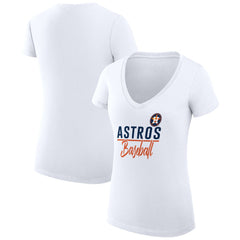 Houston Astros G-III 4Her by Carl Banks Women's Super-Slim Fit Lightweight Team Graphic V-Neck T-Shirt - White T-shirts
