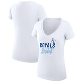 Kansas City Royals G-III 4Her by Carl Banks Women's Super-Slim Fit Lightweight Team Graphic V-Neck T-Shirt - White T-shirts