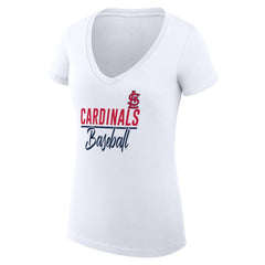 St. Louis Cardinals G-III 4Her by Carl Banks Women's Super-Slim Fit Lightweight Team Graphic V-Neck T-Shirt - White T-shirts