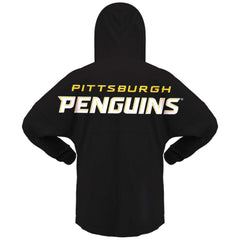 Pittsburgh Penguins Fanatics Women's Jersey Lace-Up V-Neck Long Sleeve Hoodie T-Shirt - Black | US 200459763