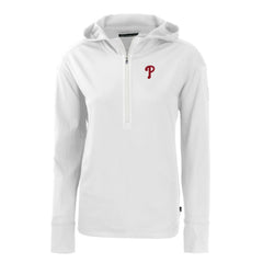 Philadelphia Phillies Cutter & Buck Women's Daybreak Eco Recycled Half-Zip Hoodie - White Hoodies